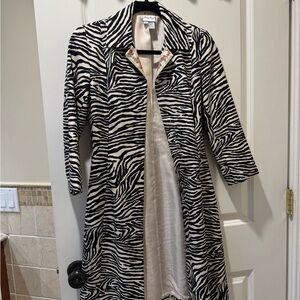Tracy Reese Black and White Zebra Print Silk Coat